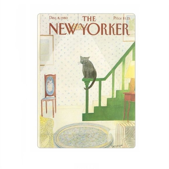 1980 New Yorker Magazine Cat Sits on the Edge Magnet - Picture 1 of 4